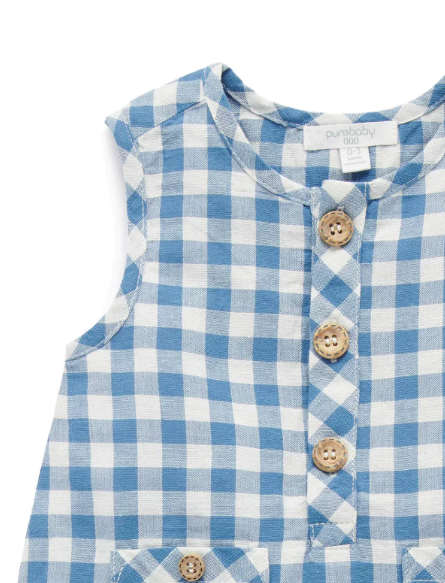 Purebaby - Atlantic Gingham All in One