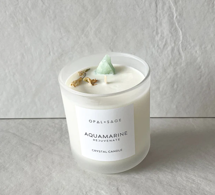 Opal + Sage - Large Aquamarine Candle