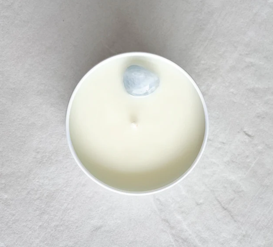 Opal + Sage - Blue Calcite - Mandala Crystal Candle Tin