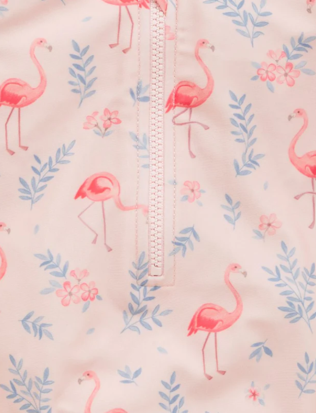 Flamingo Frilly Long Sleeve Swimsuit