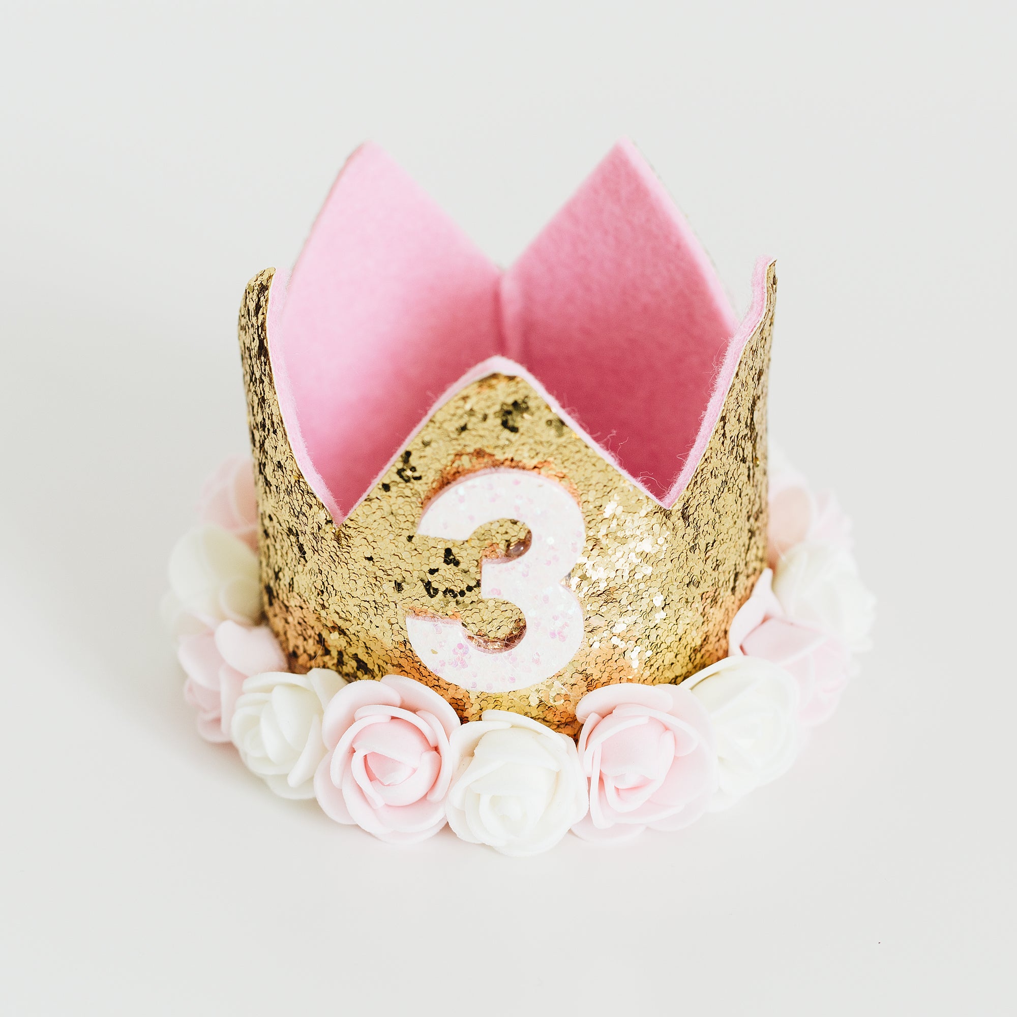 L&S Gold Crown with Pink and White Flowers