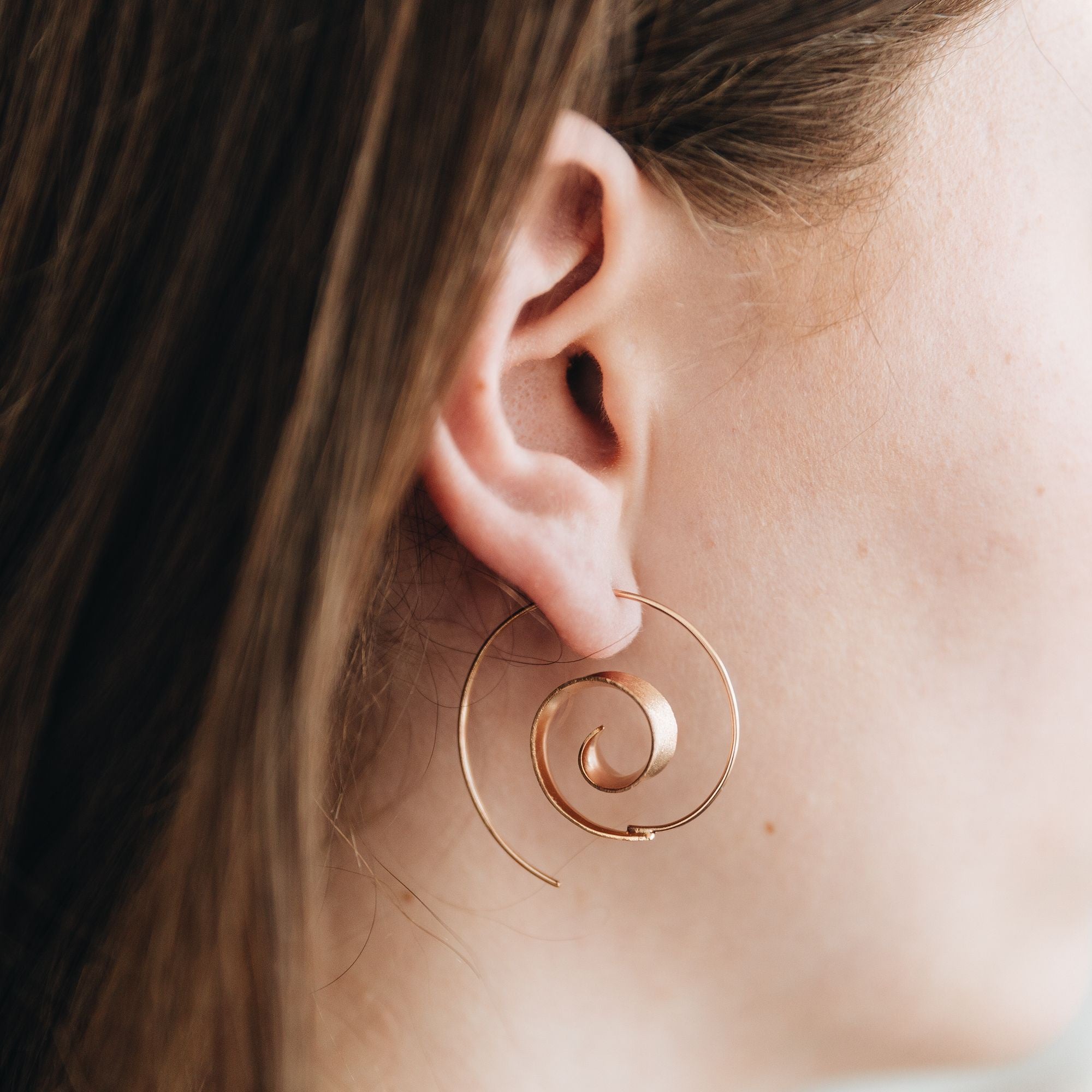 Rose gold 2025 spiral earrings