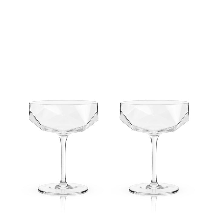 Faceted Crystal Champagne Coupes - Set of 2